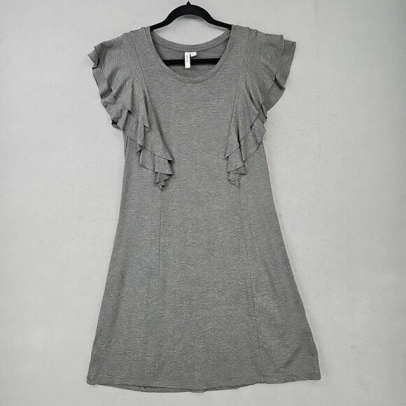 Kensie T-Shirt Dress Womens S Gray Knit Flutter Sleeve Viscose Casual Comfort - Picture 1 of 6
